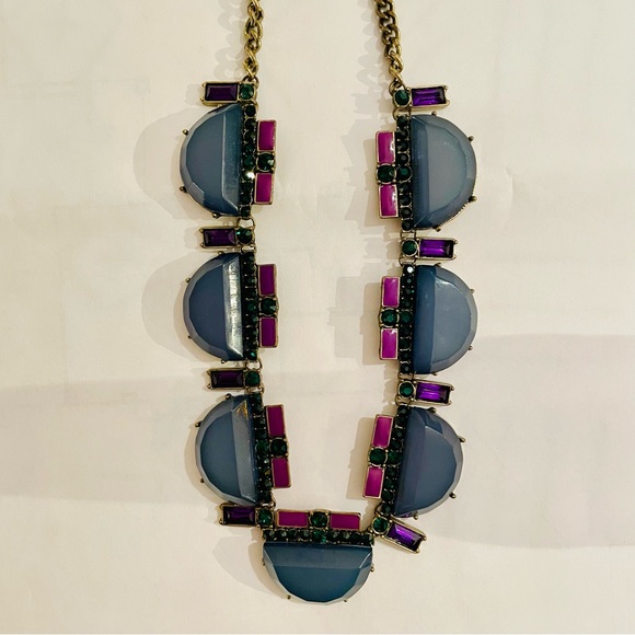 BAUBLEBAR Art Deco Vintage Purple Green & Blue Statement Necklace 💎 - Picture 3 of 6